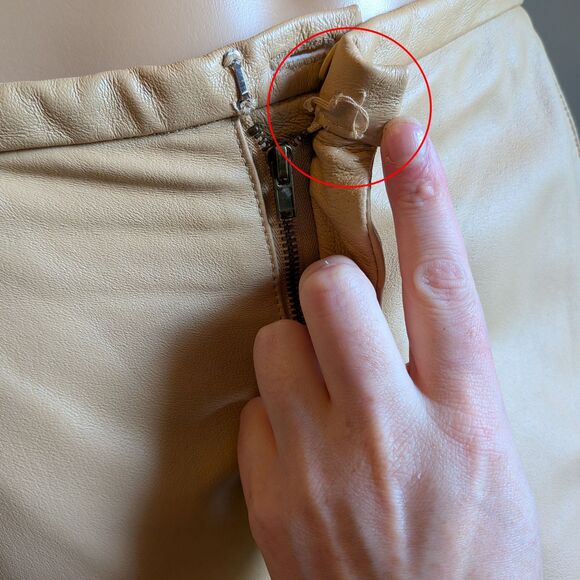 Vintage Y2K Uniform Paul Richard Leather Pants Tan High Rise Size 6 - Picture 6 of 11